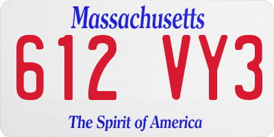 MA license plate 612VY3