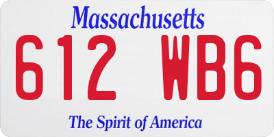 MA license plate 612WB6