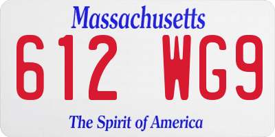 MA license plate 612WG9