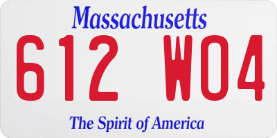 MA license plate 612WO4