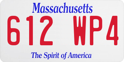 MA license plate 612WP4