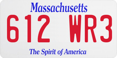 MA license plate 612WR3