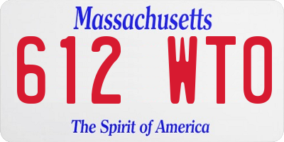 MA license plate 612WT0