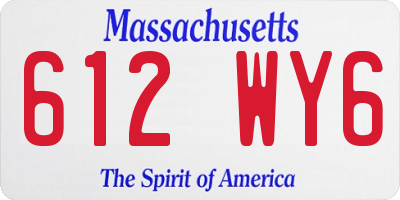 MA license plate 612WY6
