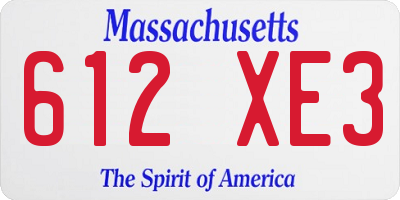 MA license plate 612XE3
