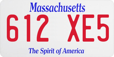 MA license plate 612XE5