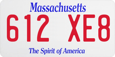 MA license plate 612XE8