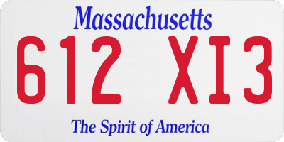MA license plate 612XI3