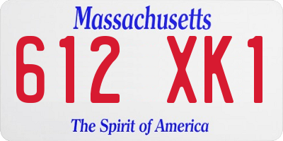 MA license plate 612XK1