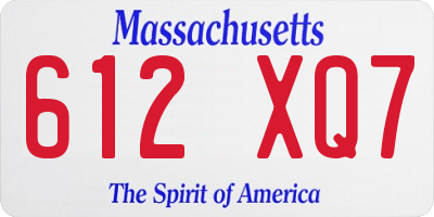 MA license plate 612XQ7