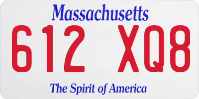 MA license plate 612XQ8