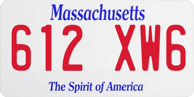 MA license plate 612XW6