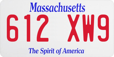 MA license plate 612XW9