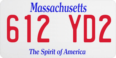 MA license plate 612YD2