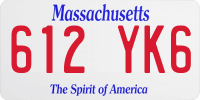 MA license plate 612YK6