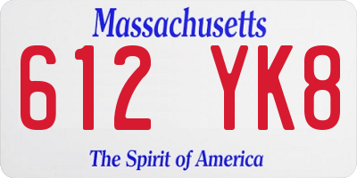 MA license plate 612YK8