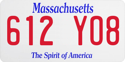 MA license plate 612YO8