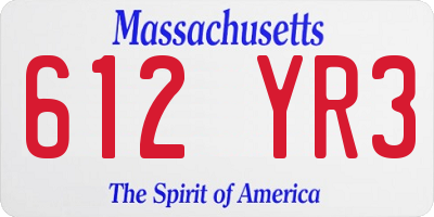 MA license plate 612YR3