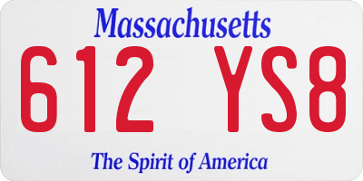 MA license plate 612YS8