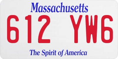 MA license plate 612YW6