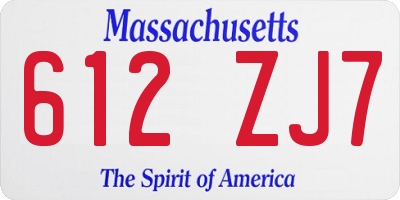 MA license plate 612ZJ7