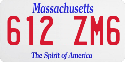 MA license plate 612ZM6