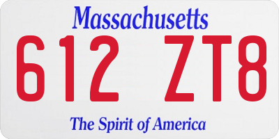 MA license plate 612ZT8