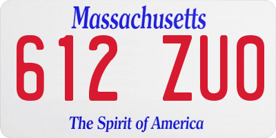 MA license plate 612ZU0