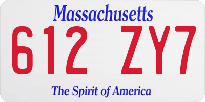 MA license plate 612ZY7