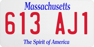 MA license plate 613AJ1