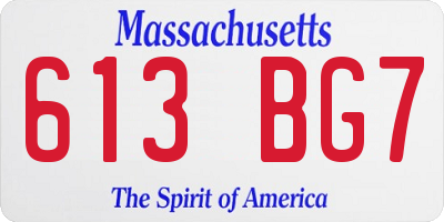 MA license plate 613BG7