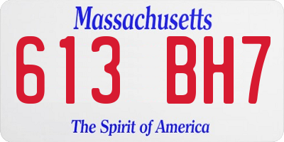 MA license plate 613BH7