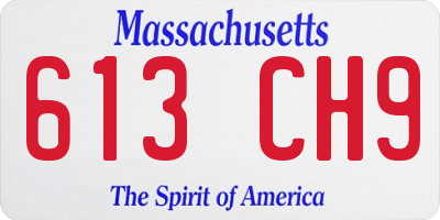 MA license plate 613CH9