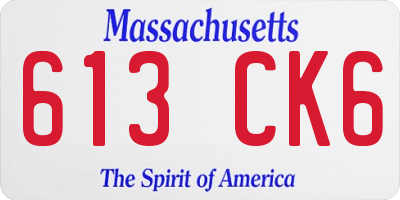 MA license plate 613CK6