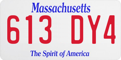 MA license plate 613DY4
