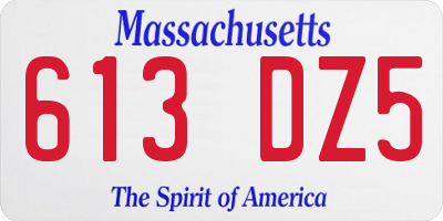 MA license plate 613DZ5