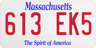 MA license plate 613EK5