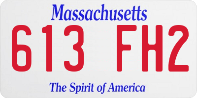 MA license plate 613FH2