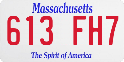 MA license plate 613FH7