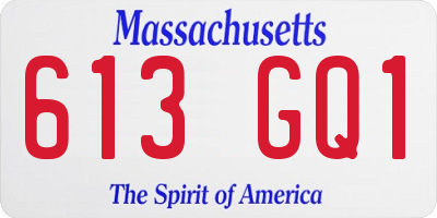 MA license plate 613GQ1