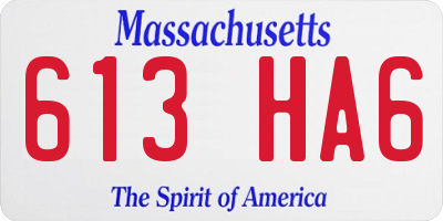MA license plate 613HA6