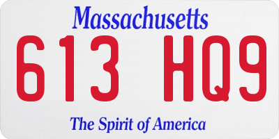 MA license plate 613HQ9