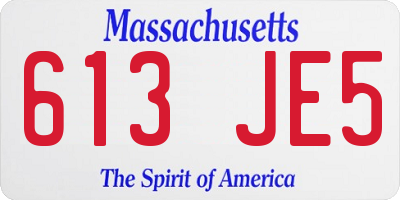 MA license plate 613JE5