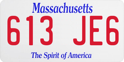 MA license plate 613JE6