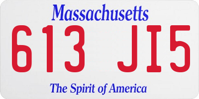 MA license plate 613JI5
