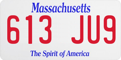 MA license plate 613JU9