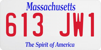 MA license plate 613JW1