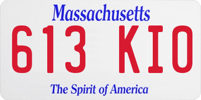 MA license plate 613KI0