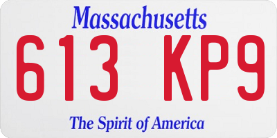 MA license plate 613KP9