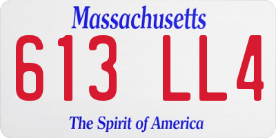 MA license plate 613LL4